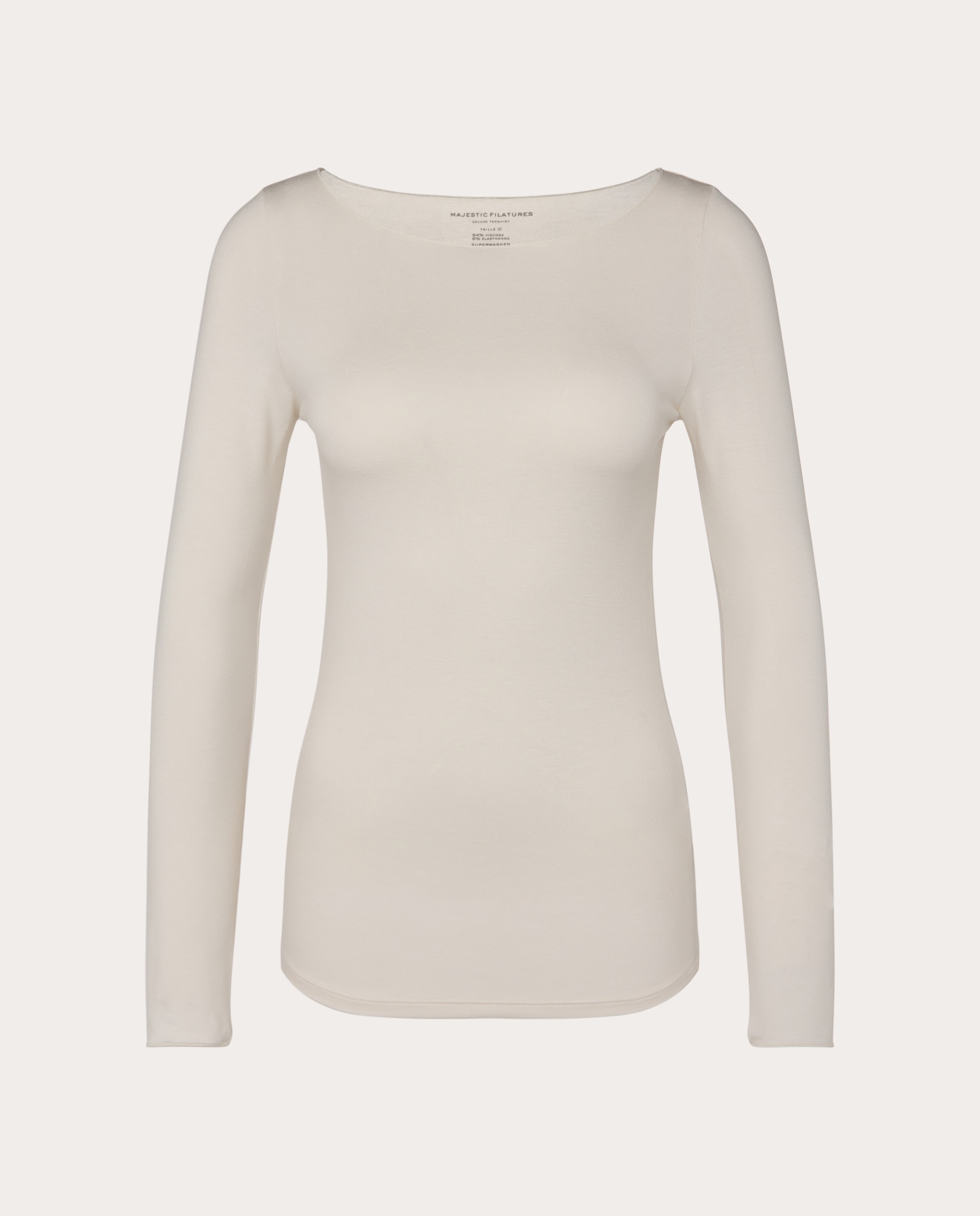 Camiseta fluida de escote barco - Crema Crema-1