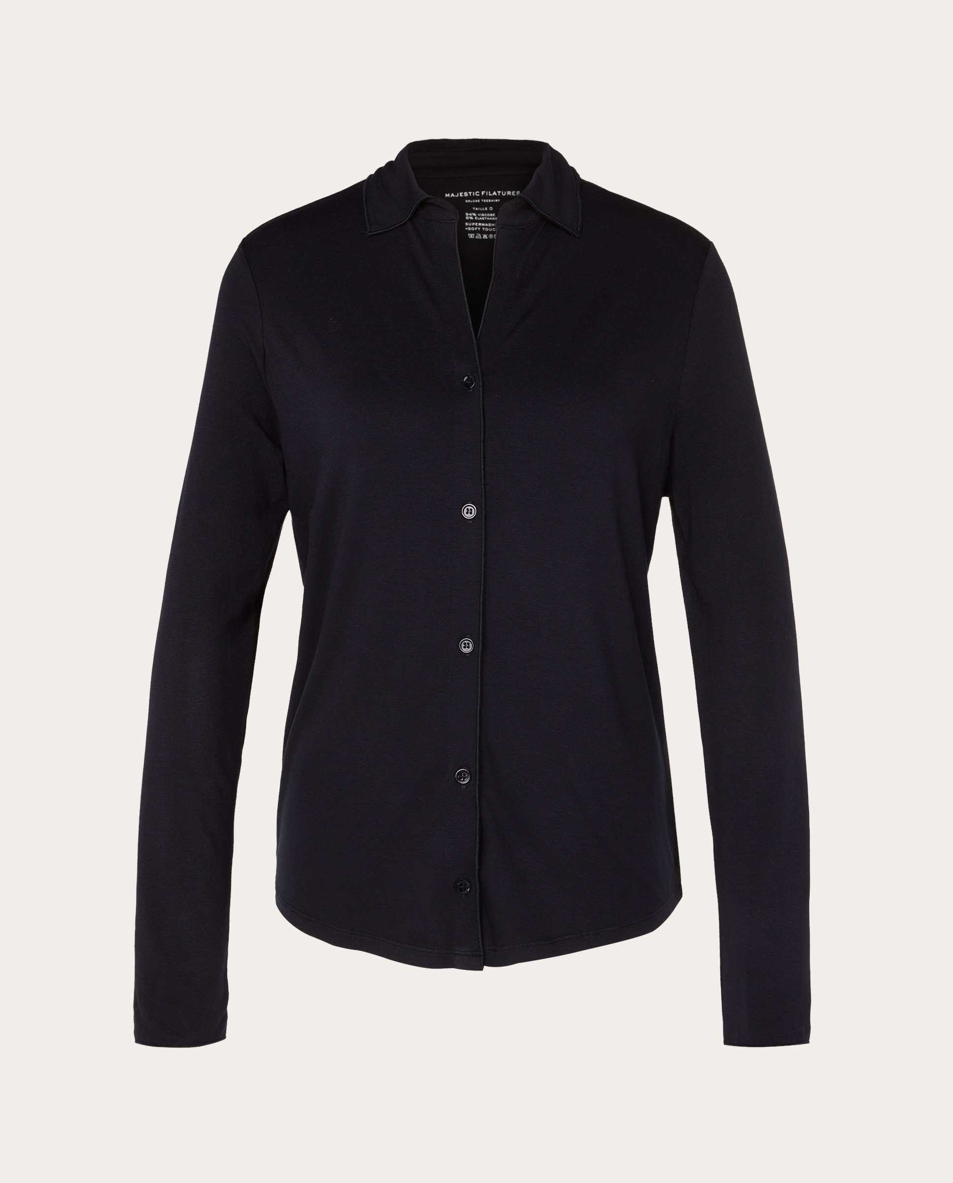Imagen 0 de Camisa de punto con cuello abierto Azul marino