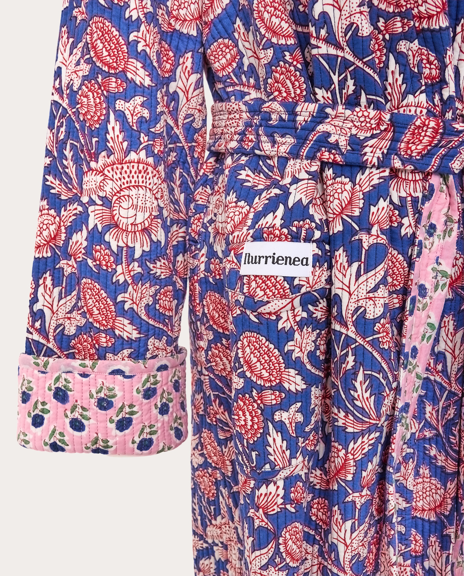 Bata reversible acolchada - Azul Azul-4
