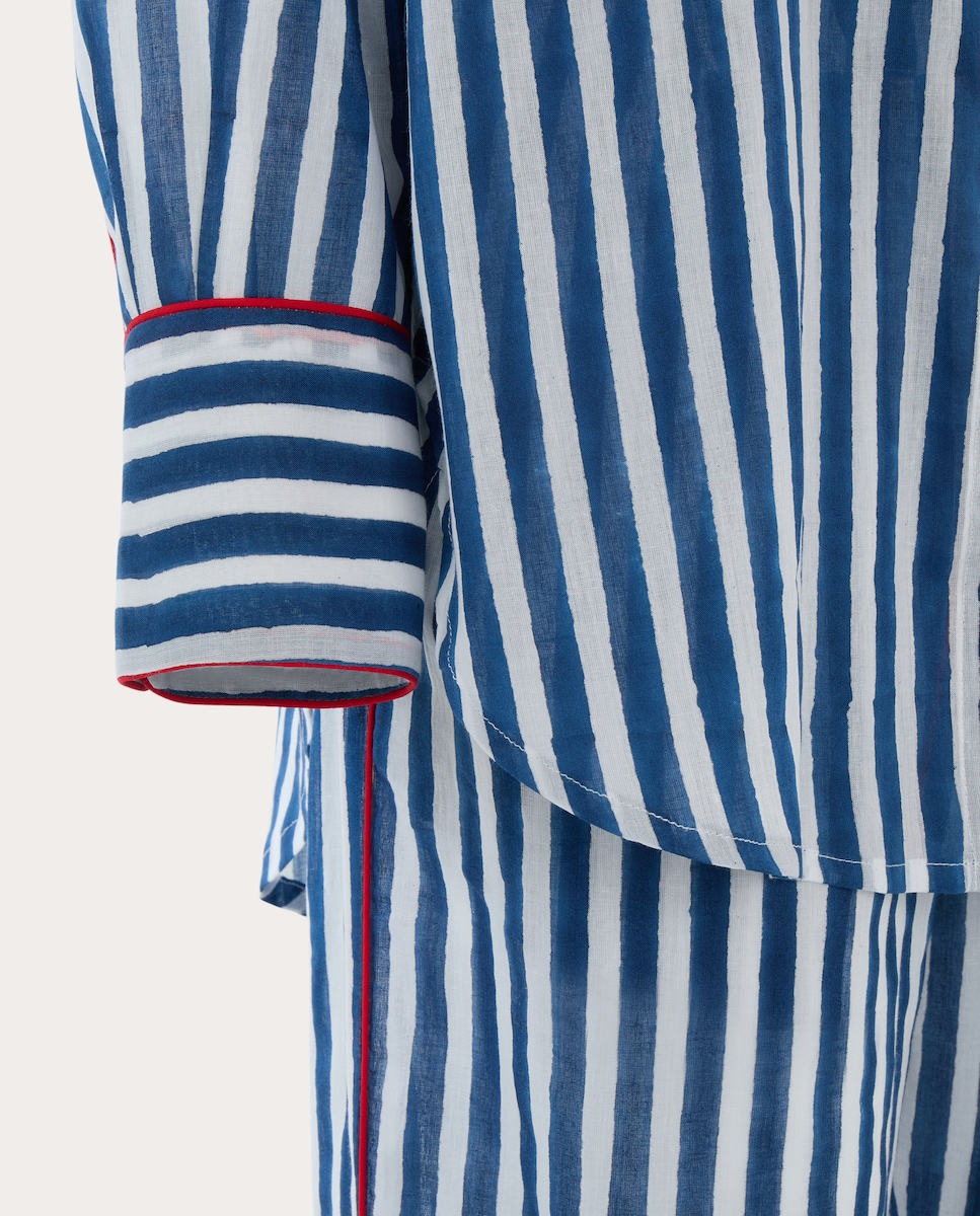 Pijama de algodón Azul-4