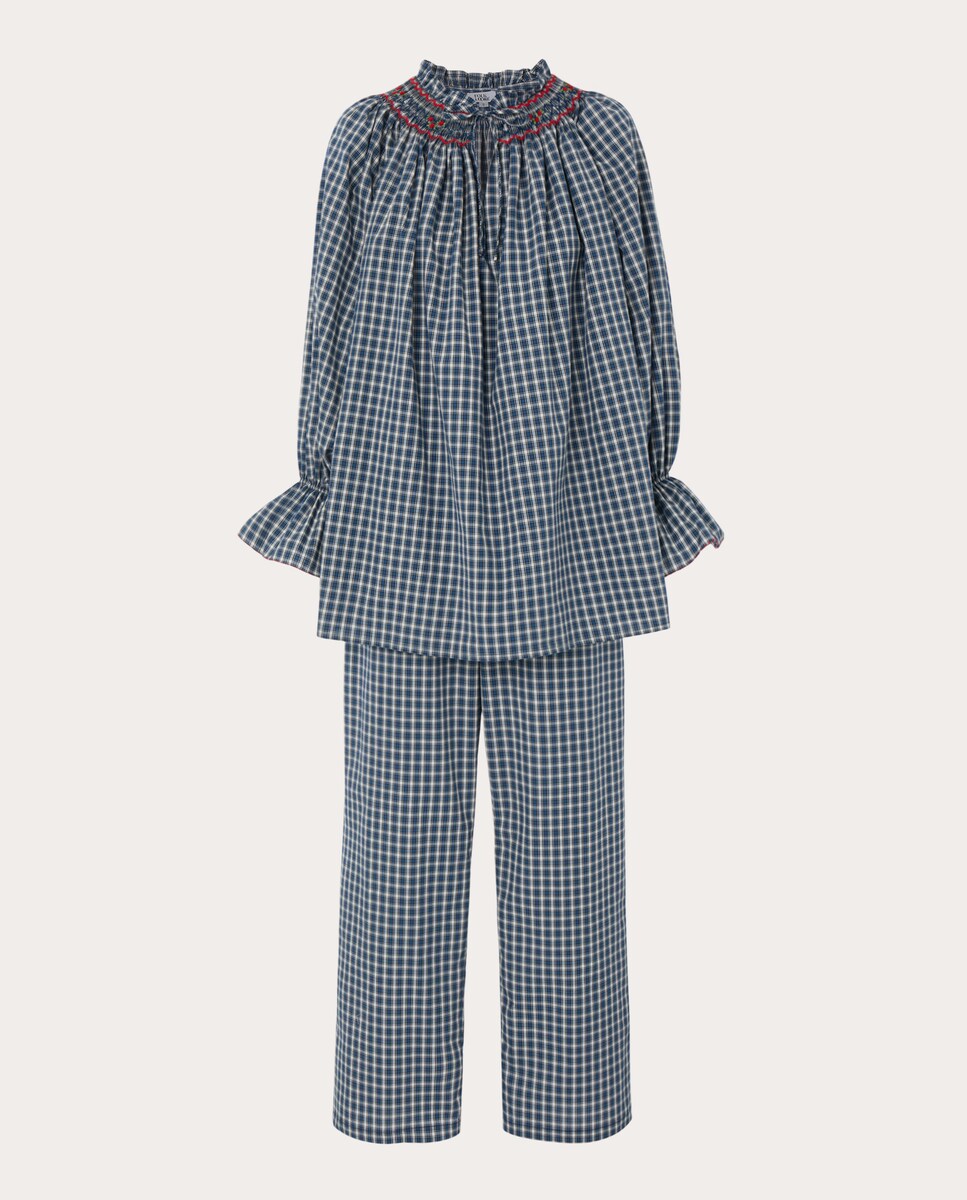 Pijama Malagasy de algodón Azul-1