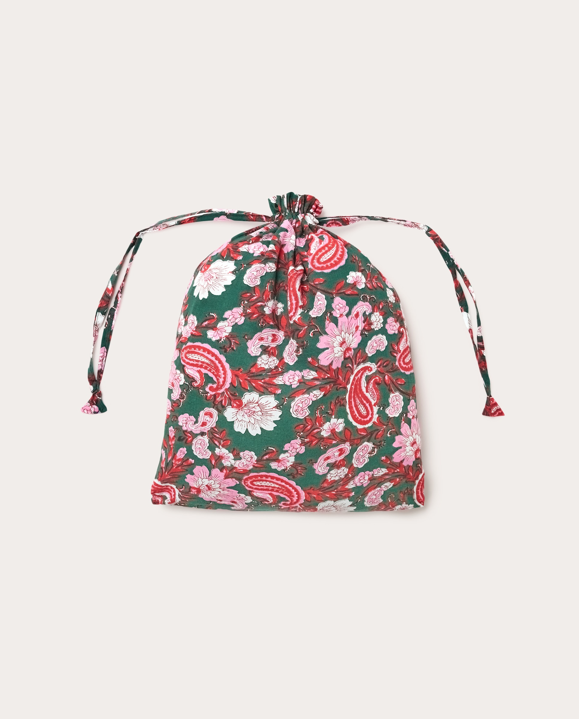 Pijama largo floral con lazos - Verde Verde-6