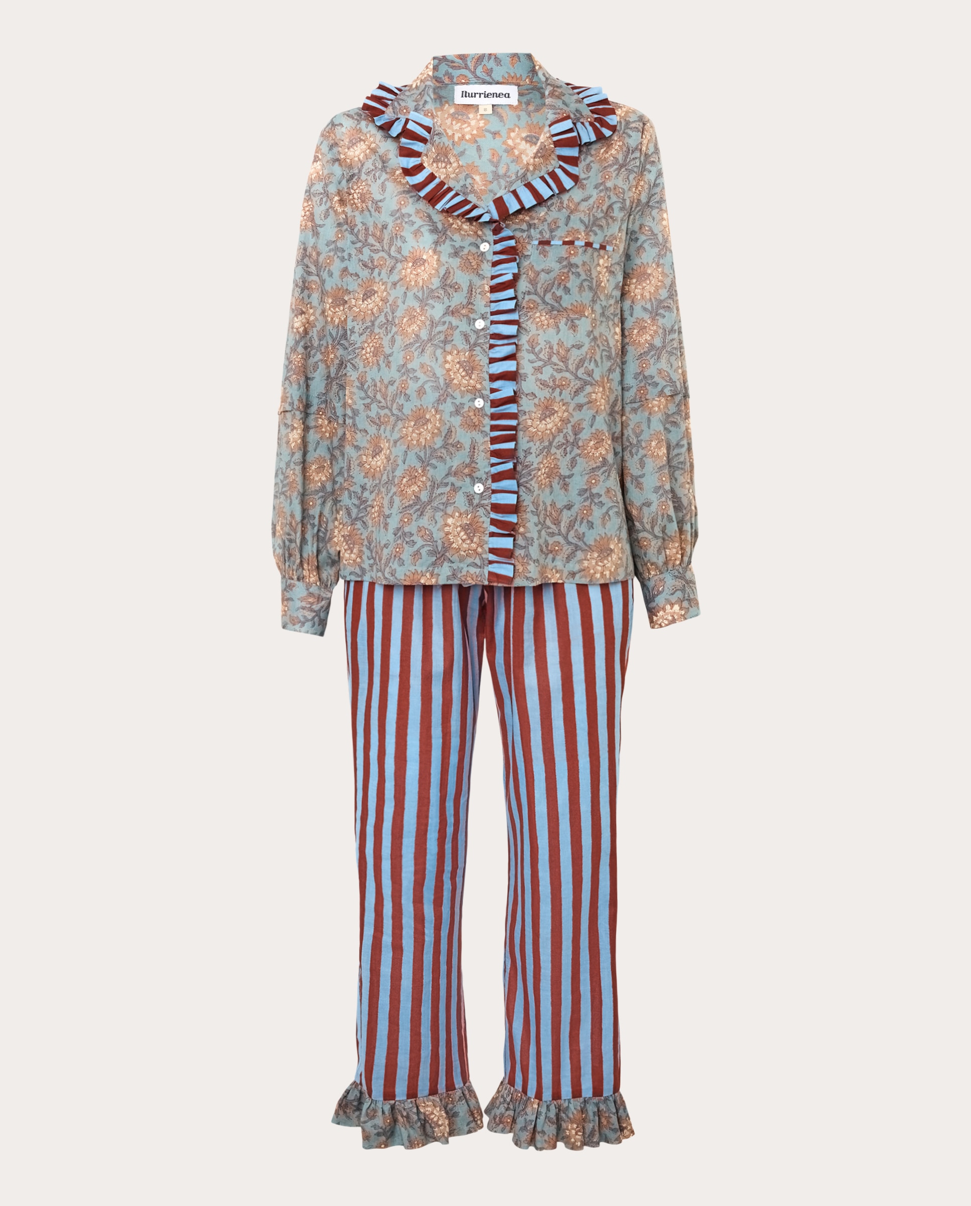 Imagen 0 de Pijama largo combinado Azul