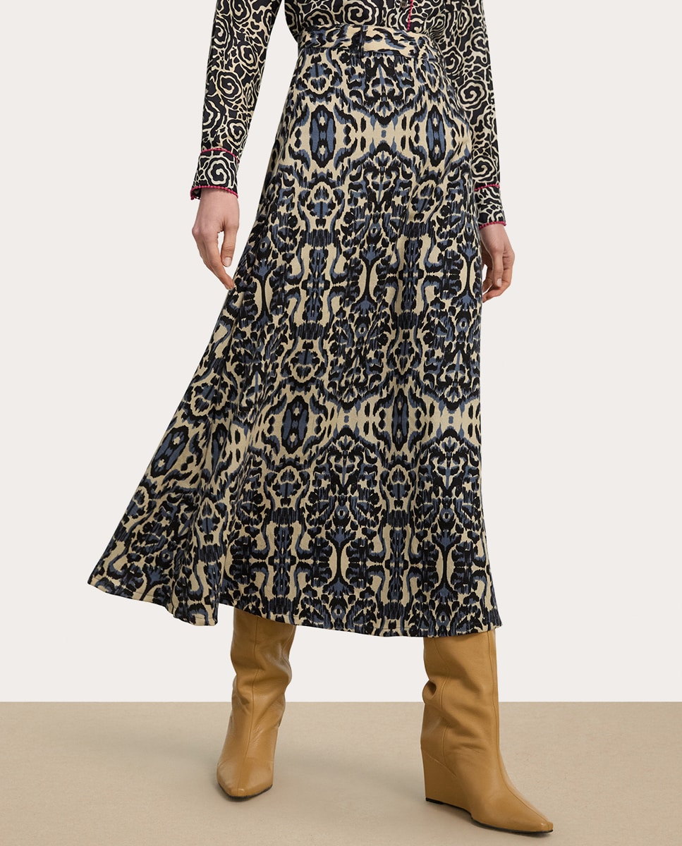 Falda larga Mikado Azul-2