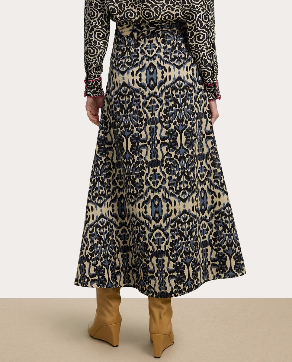 Falda larga Mikado Azul-4