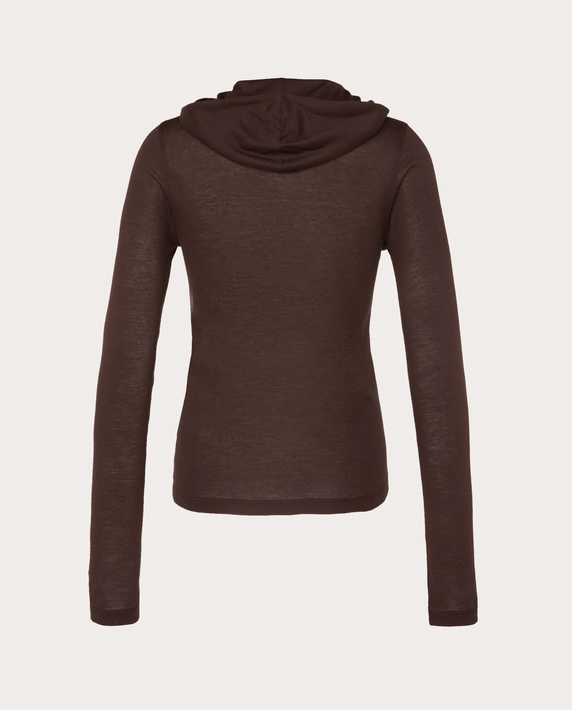 Camisola de Malha Fluida com Capuz Castanho-2