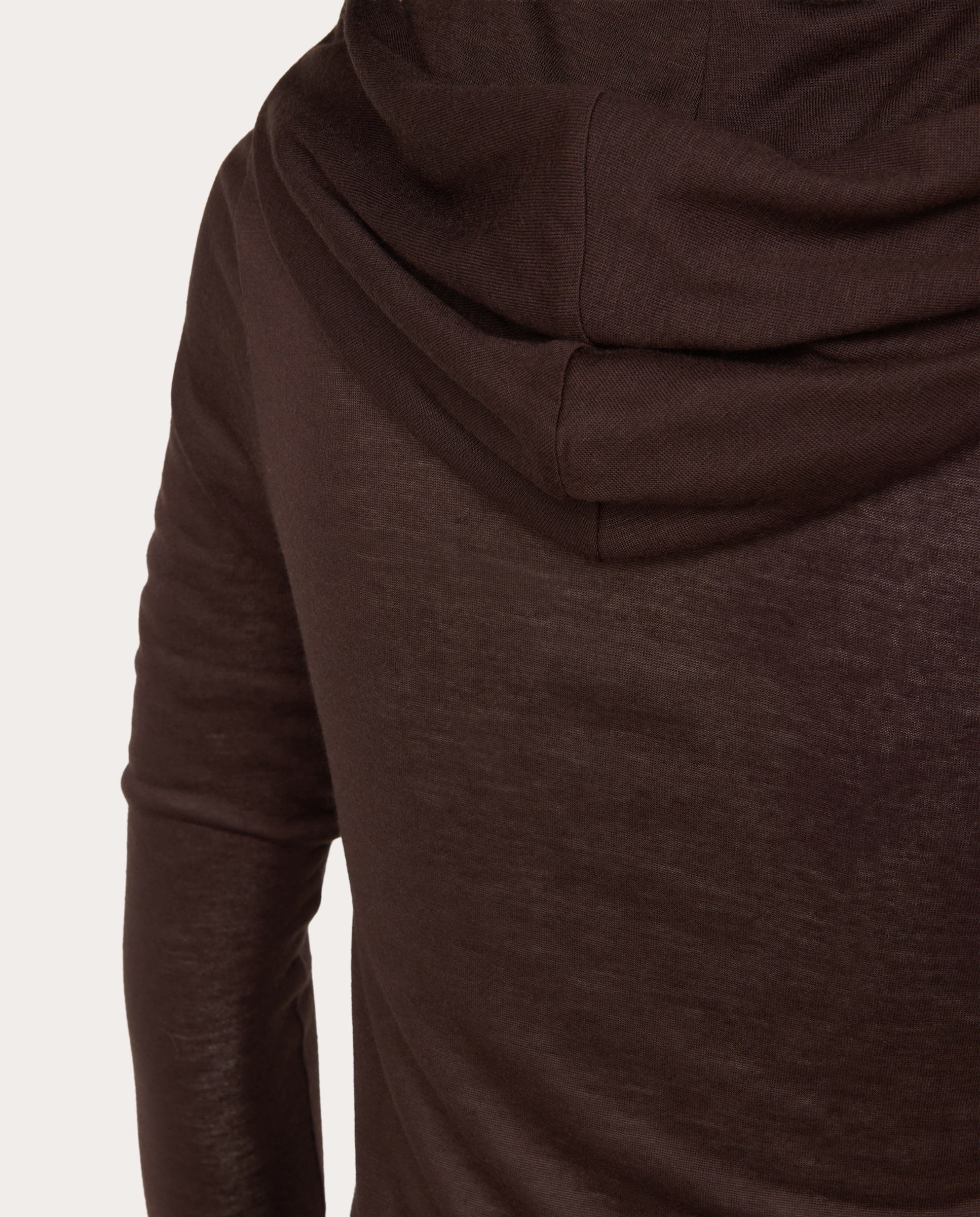 Camisola de Malha Fluida com Capuz Castanho-4