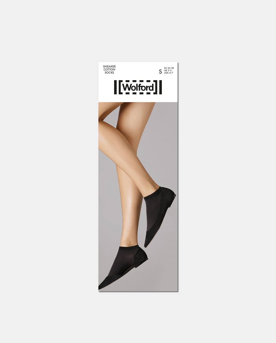 Imagen 1 de Calcetín tobillero Sneaker Cotton blanco - Wolford - Negro Negro
