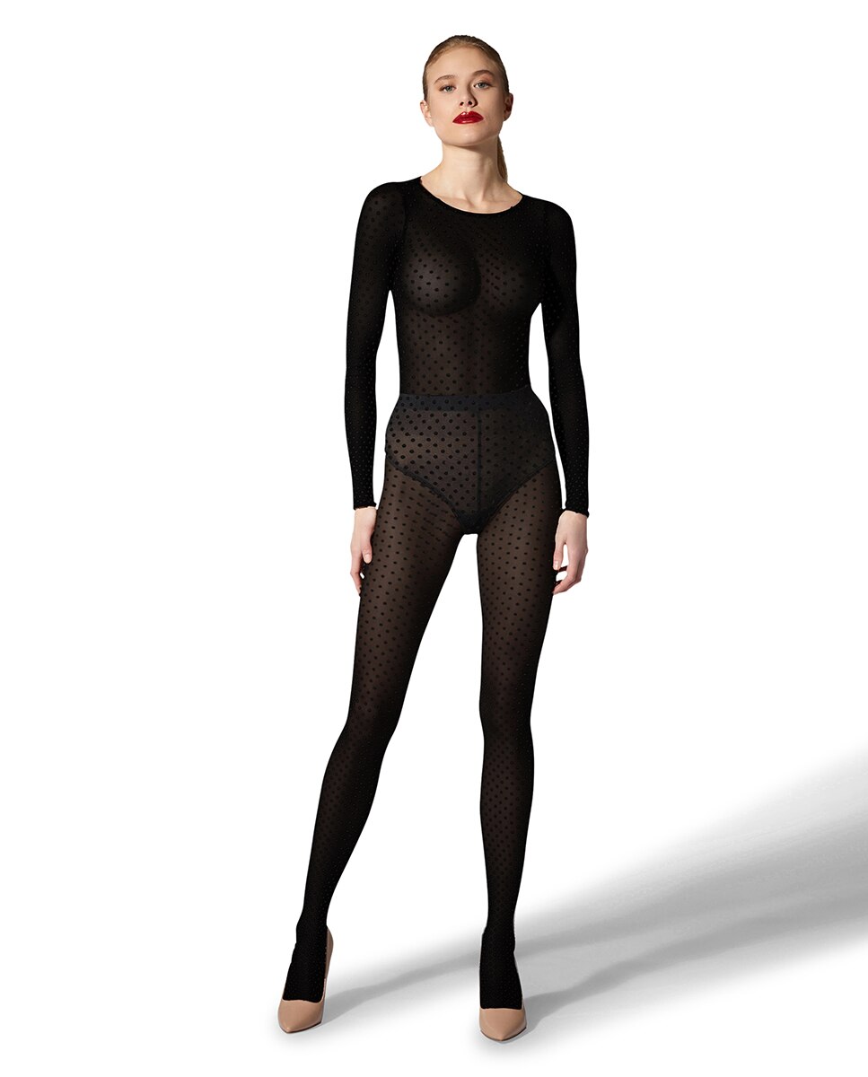 Collants de 20 Deniers às Bolinhas Preto-4