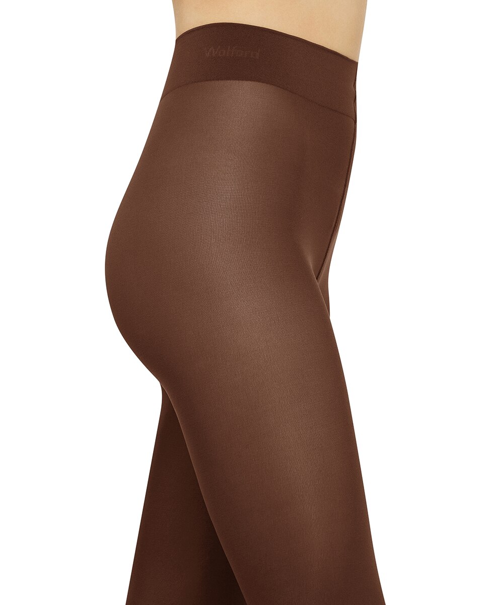 Collants Opacos com Acabamento Elástico Castanho-escuro-3
