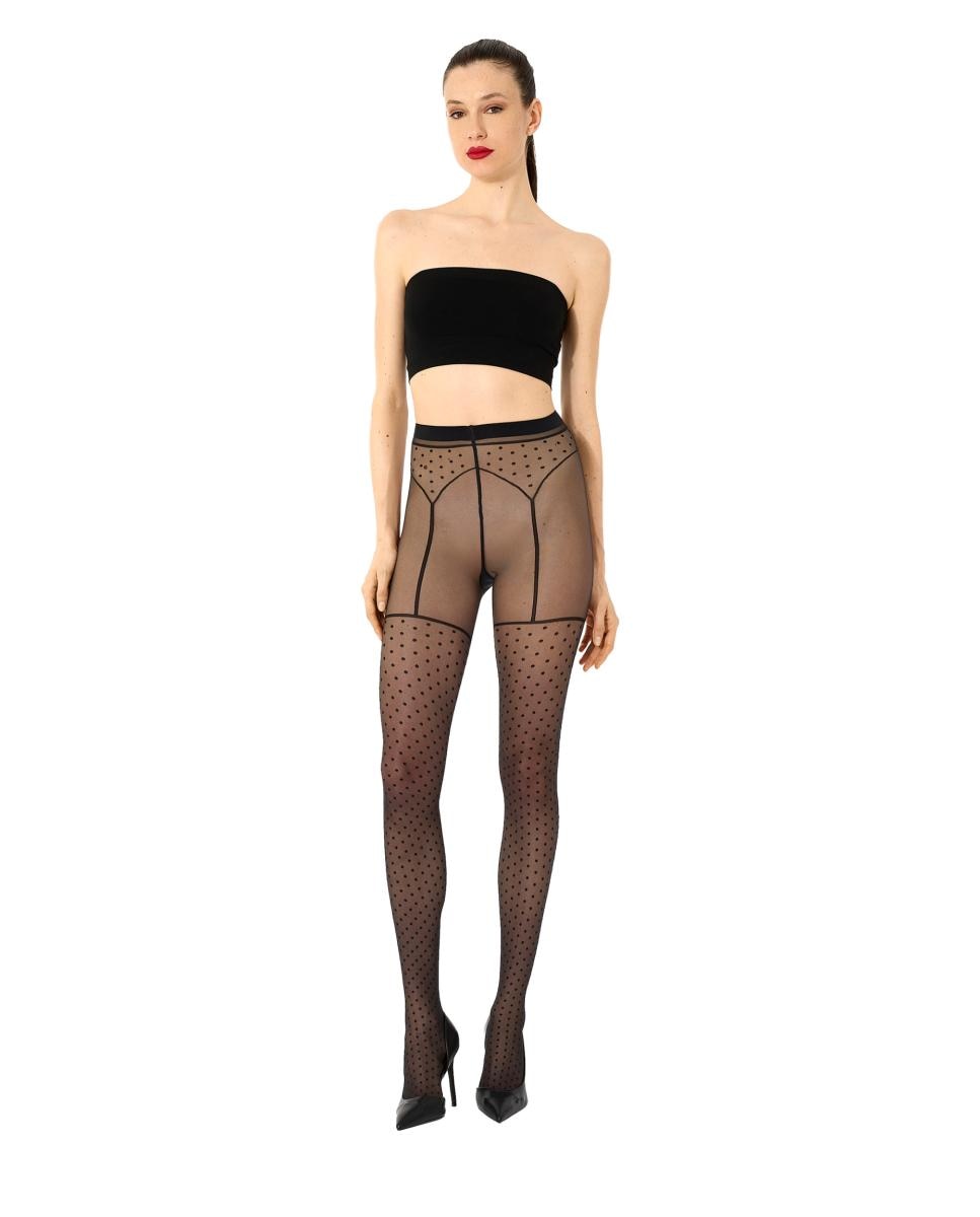 Panties efecto liguero con lunares - Wolford - Negro Negro-2