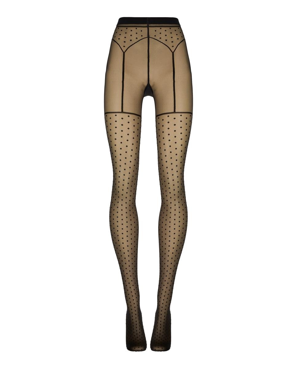Panties efecto liguero con lunares - Wolford - Negro Negro-5
