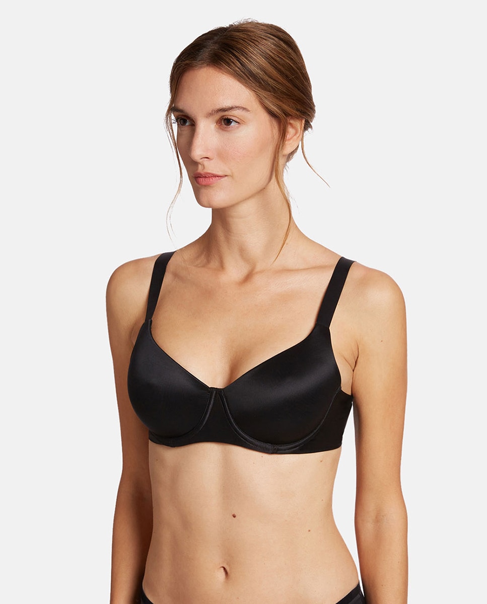 Soutien com Aros com Brilho Acetinado Preto-1