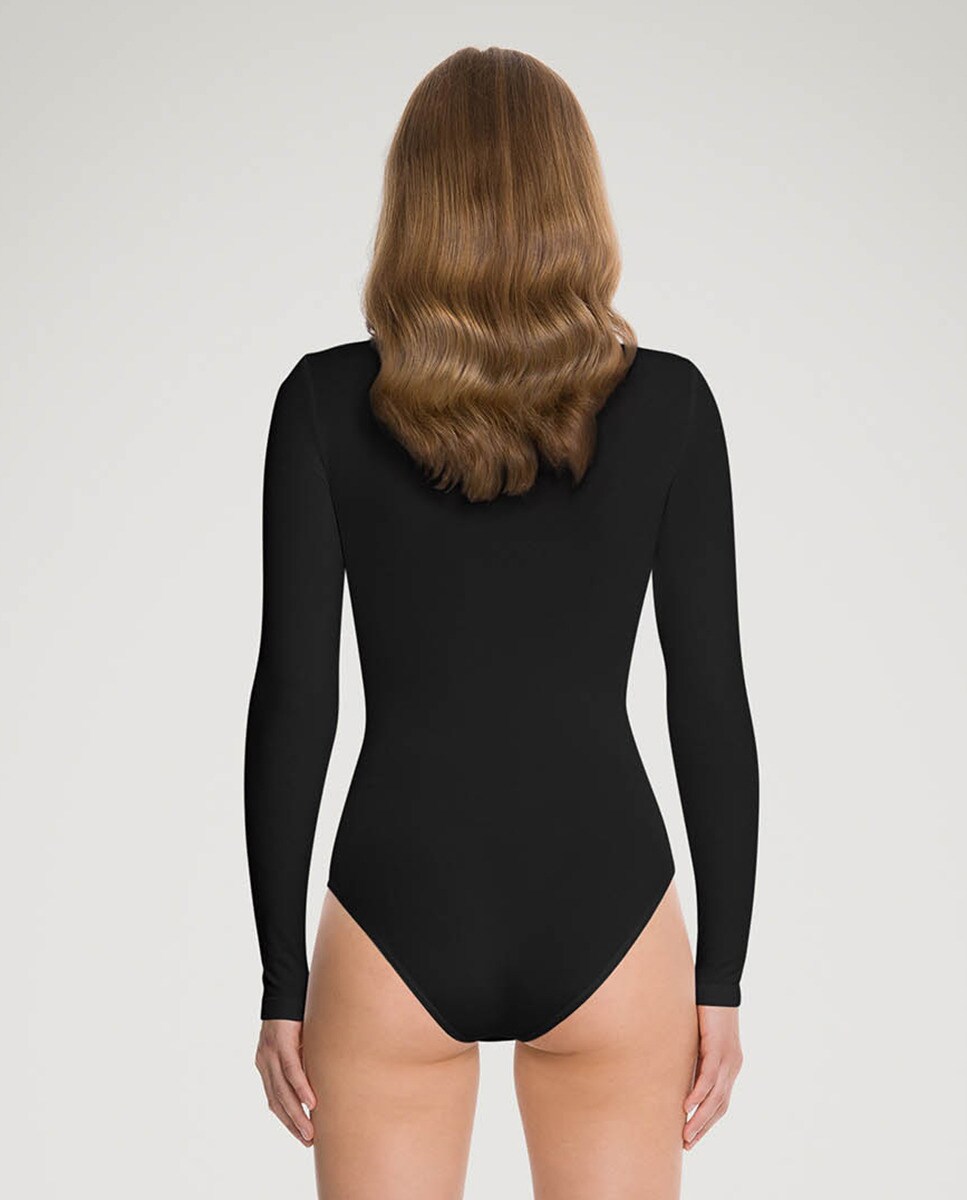Body de Manga Comprida sem Costuras Preto-2