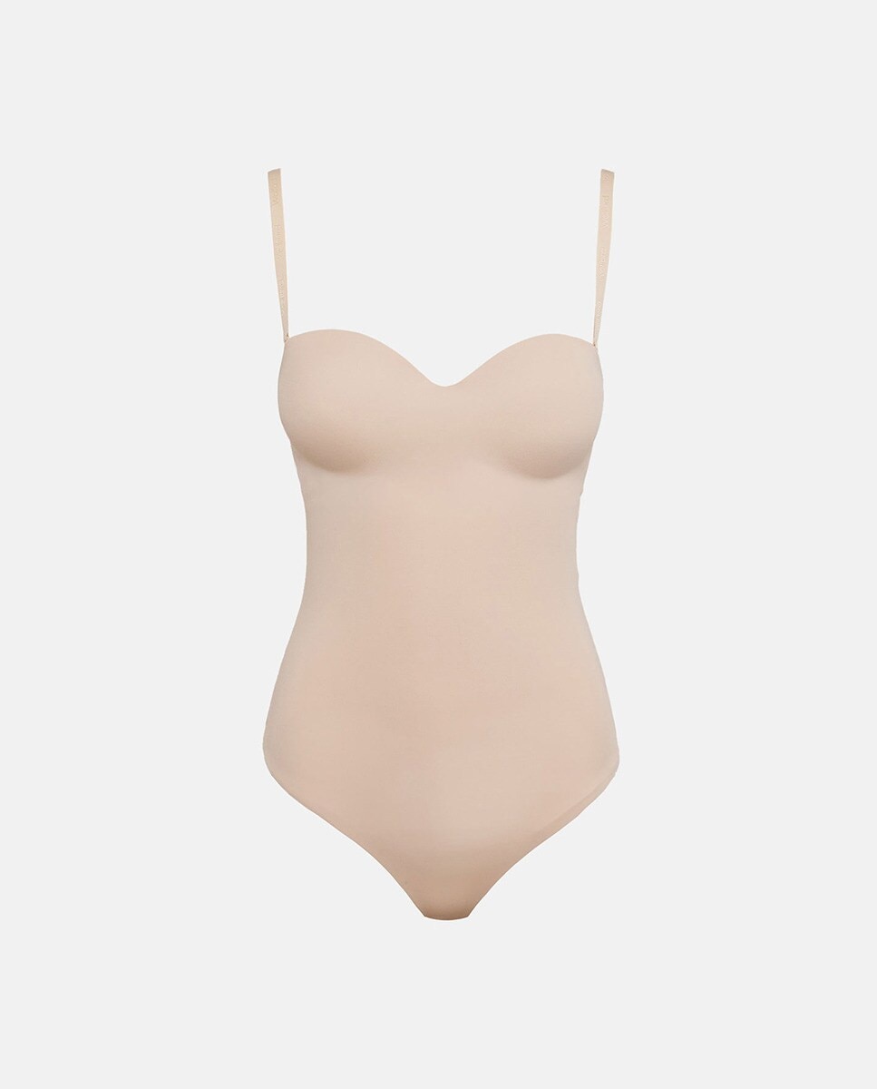 Body Tipo Tanga com Soutien Bandeau Castanho-5