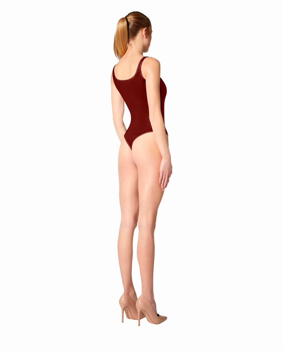 Body Brilhante com Decote Redondo Vermelho-2