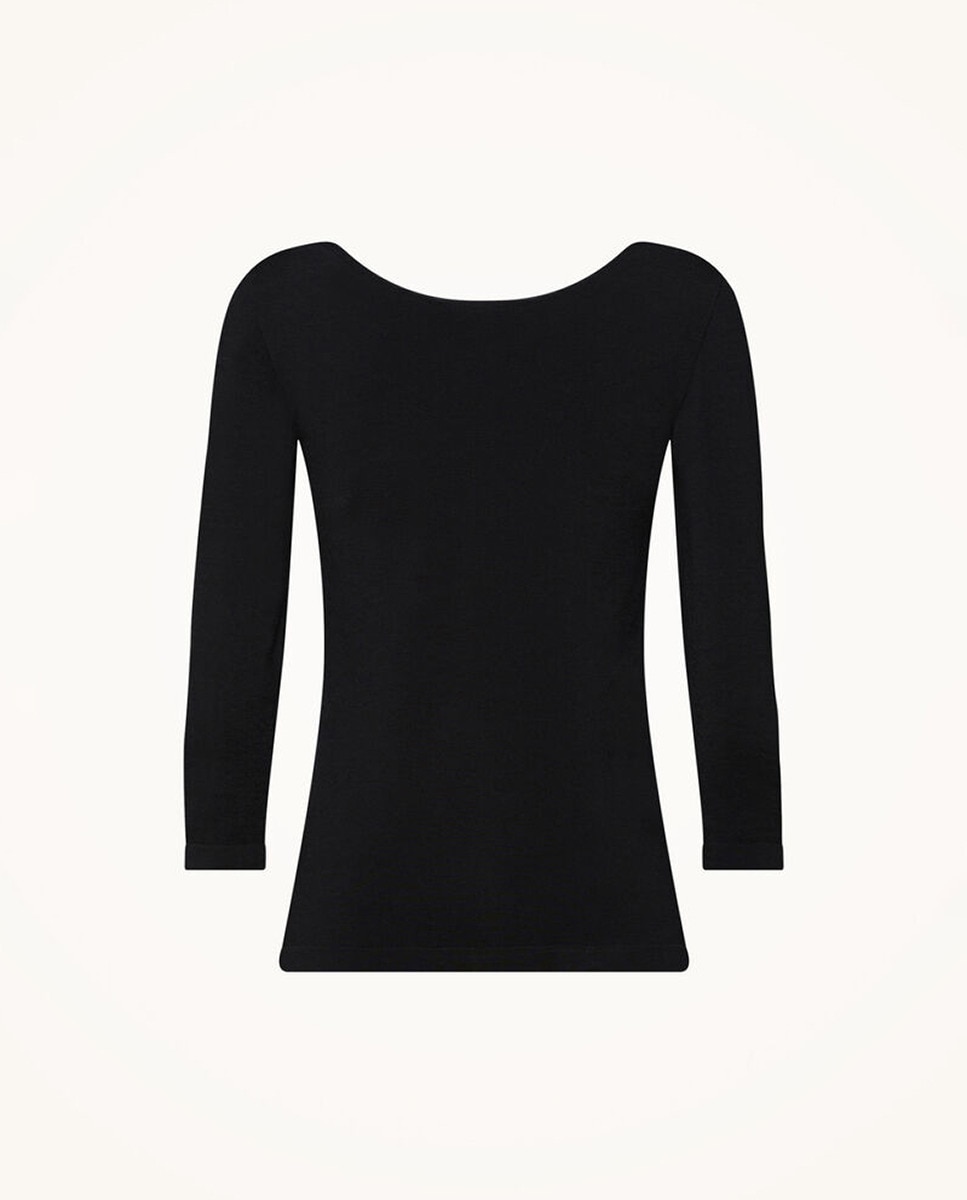 T-shirt de Manga 3/4 e Corte Cintado Preto-2