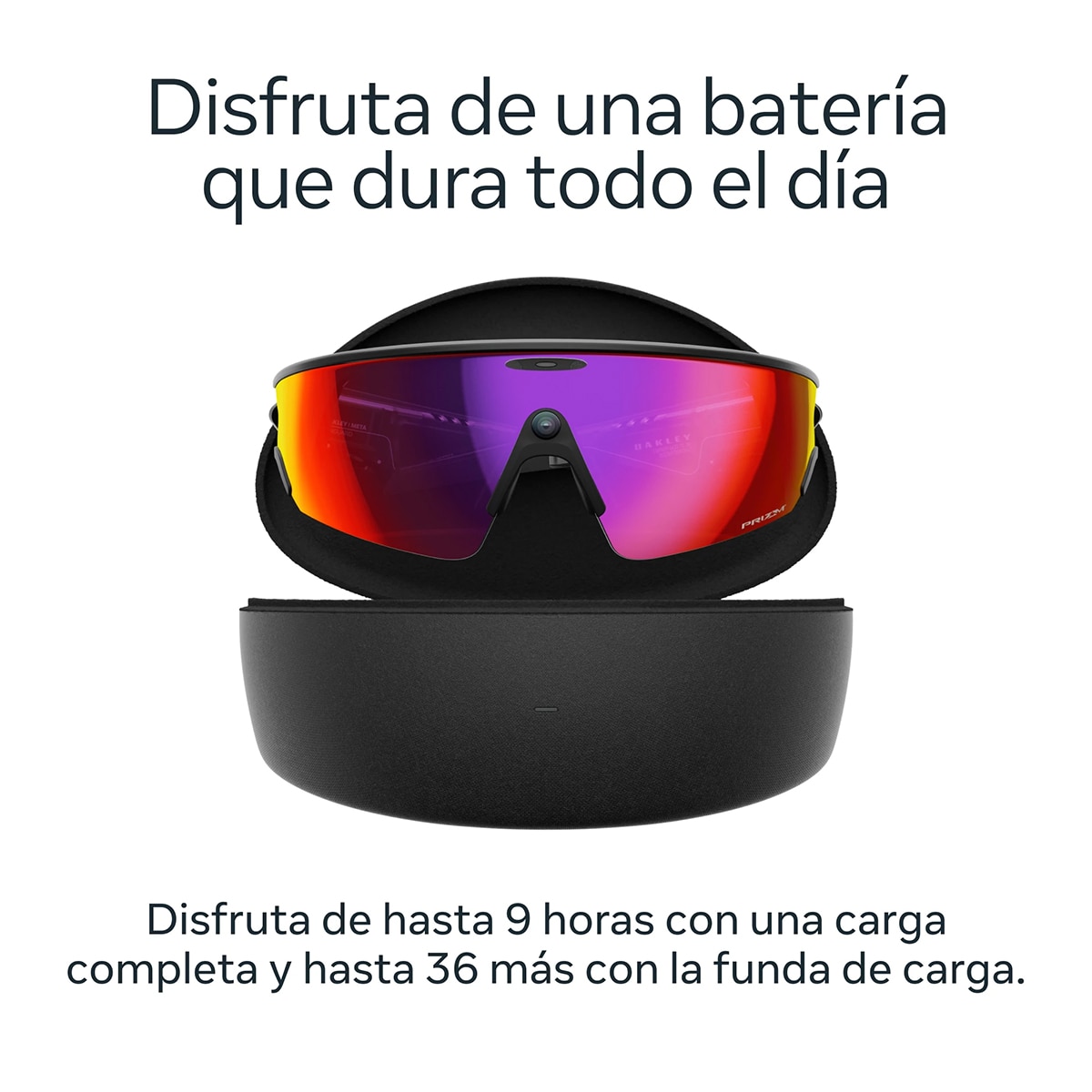 Gafas con IA Oakley Meta Vanguard con Meta AI y compatibilidad de audio, foto y vídeo, negro, Prizm Road 7