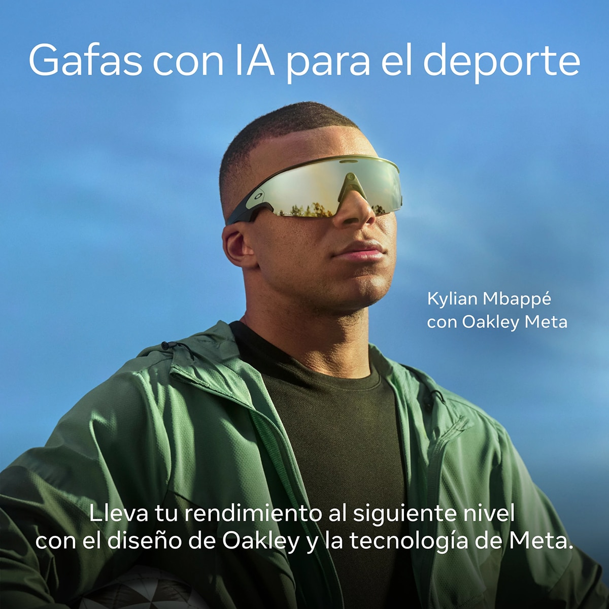 Gafas con IA Oakley Meta Vanguard con Meta AI y compatibilidad de audio, foto y vídeo, blanco, Prizm Sapphire 3
