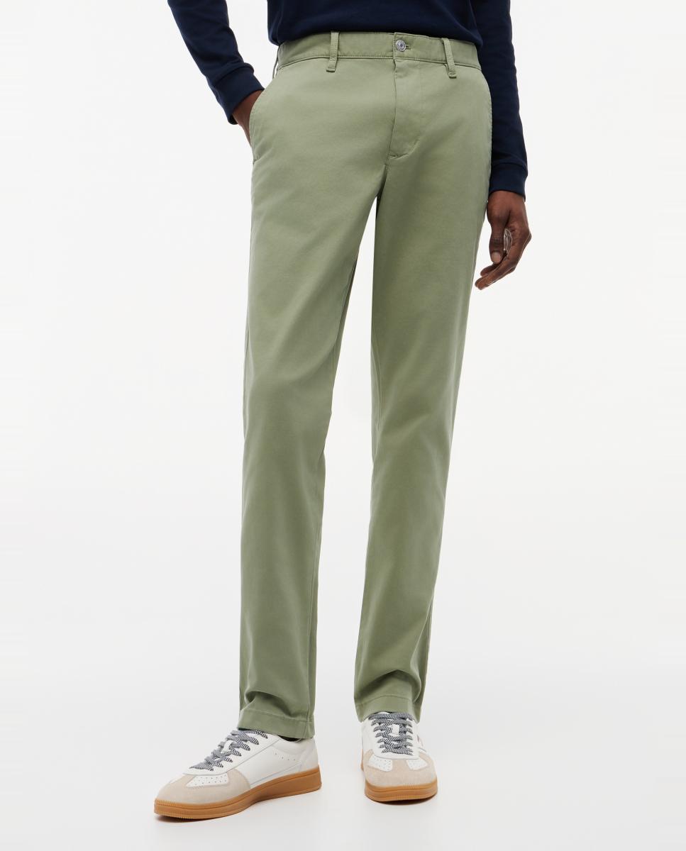 Calças Chino de Corte Slim Verde-claro-2