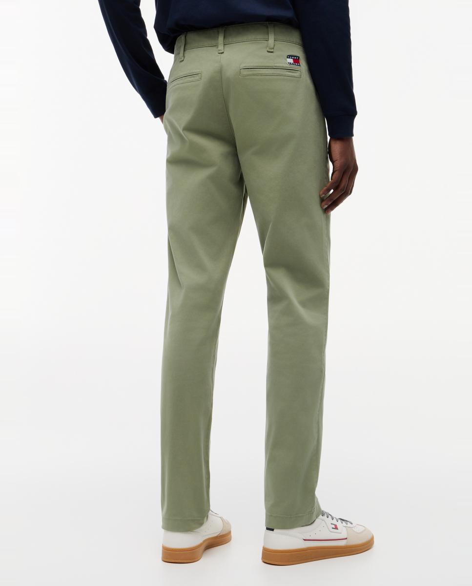Calças Chino de Corte Slim Verde-claro-3