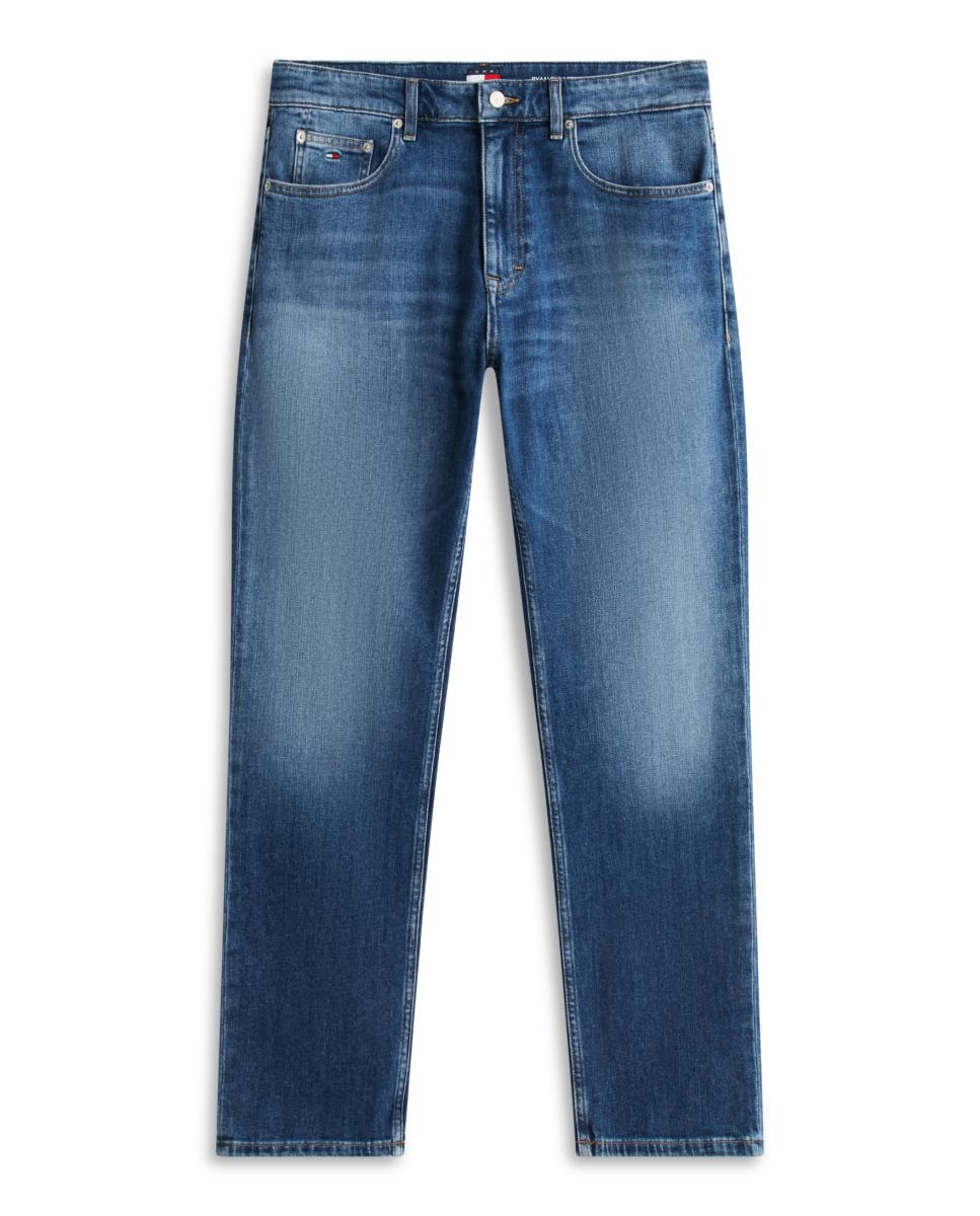 Jeans Slim Straight com Desenho de Cinco Bolsos e Fecho de Correr e Botão Azul-5