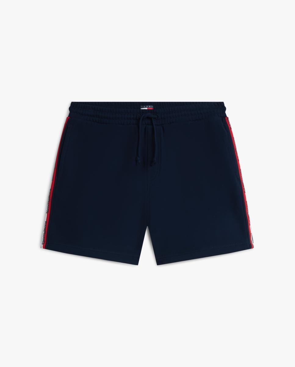Calções de Felpa com Corte Regular e Detalhe de Fita Lateral Azul-marinho-6