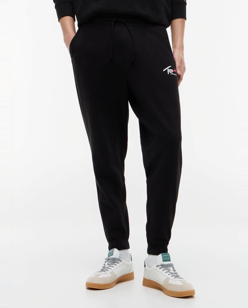 Pantalón de chándal de corte regular con logo Tommy Jeans en contraste - Negro Negro-2