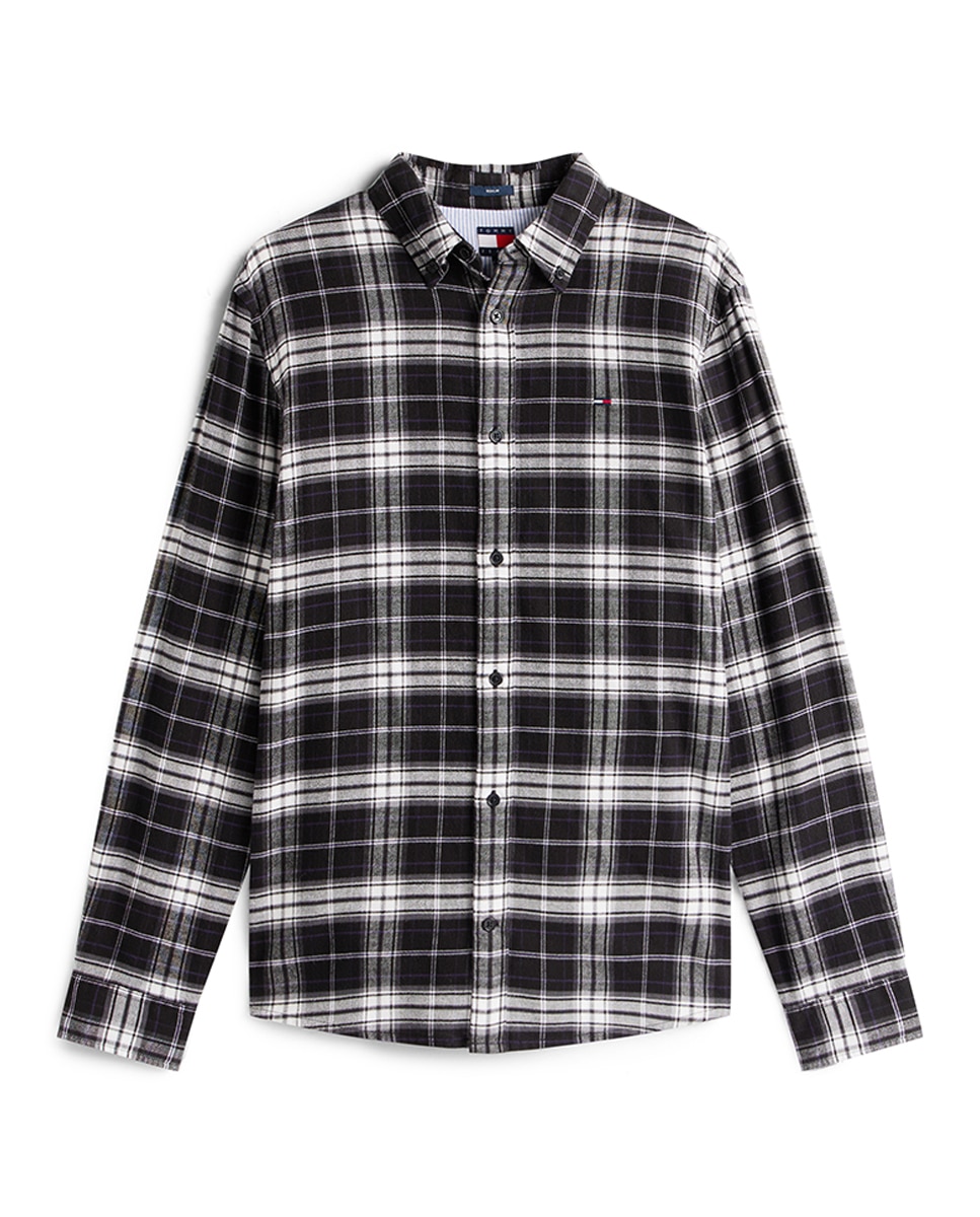 Camisa Regular Fit com Manga Comprida Preto-4
