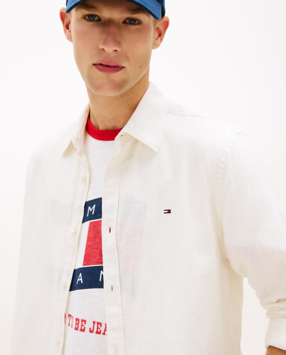 Camisa de Linho Regular Fit Branco-3