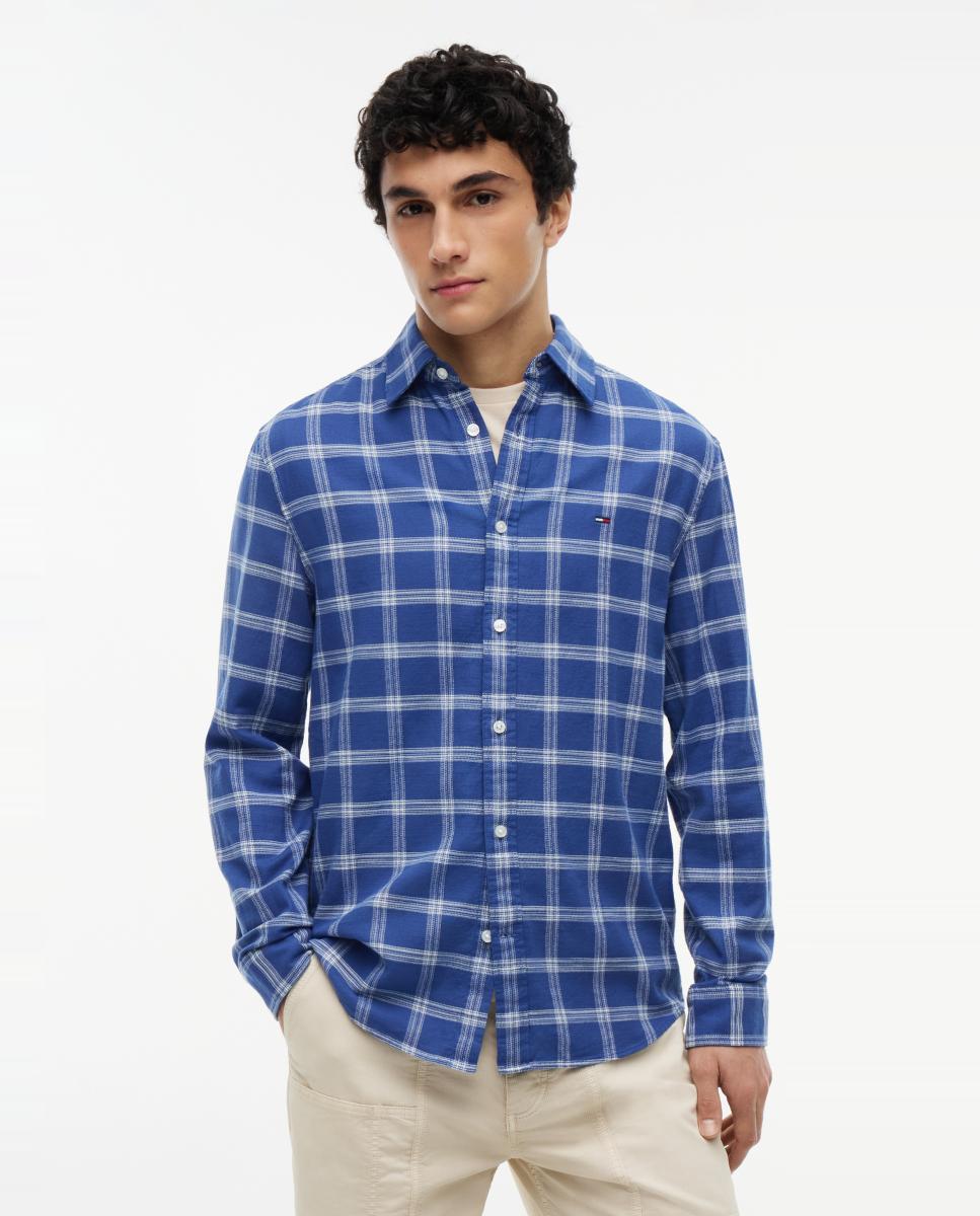 Tommy Jeans - Camisa de hombre de manga larga con estampado de cuadros y corte regular.