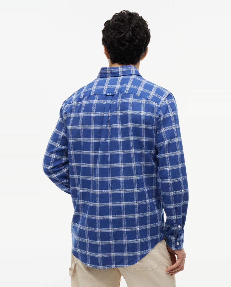 Camisa de Manga Comprida com Estampado aos Quadrados e Corte Regular Azul-2