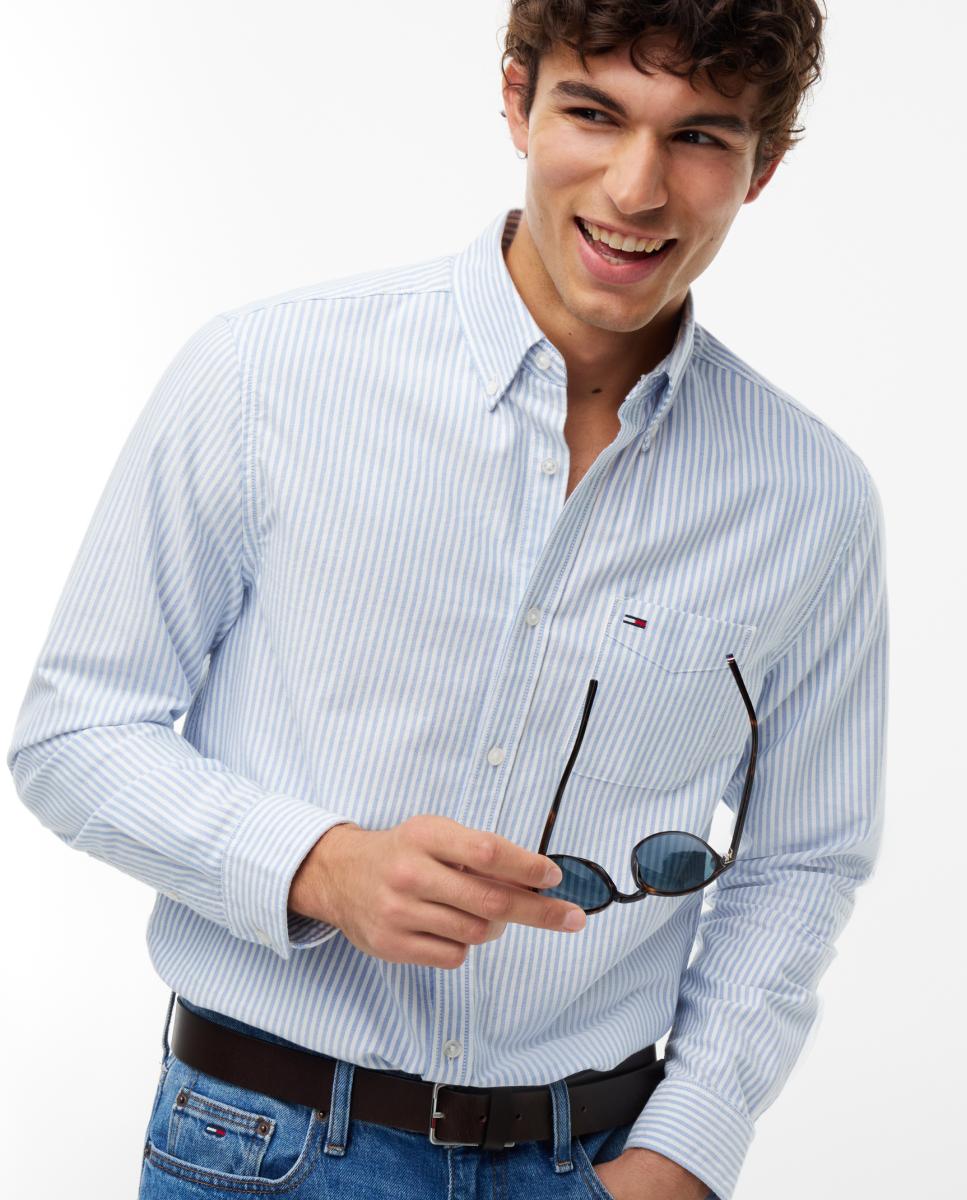 Camisa Oxford TJM Reg Stripe Oxford Shirt Ext Azul-claro-3