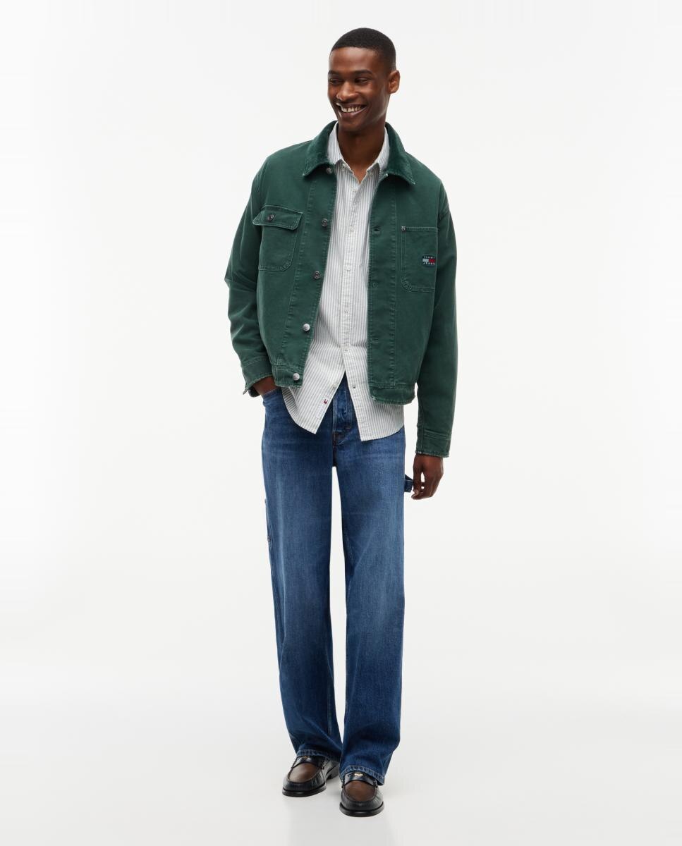 Camisa Oxford TJM Reg Stripe Oxford Shirt Ext Verde-escuro-6