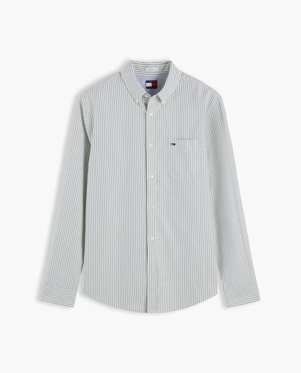 Camisa Oxford TJM Reg Stripe Oxford Shirt Ext Verde-escuro-4