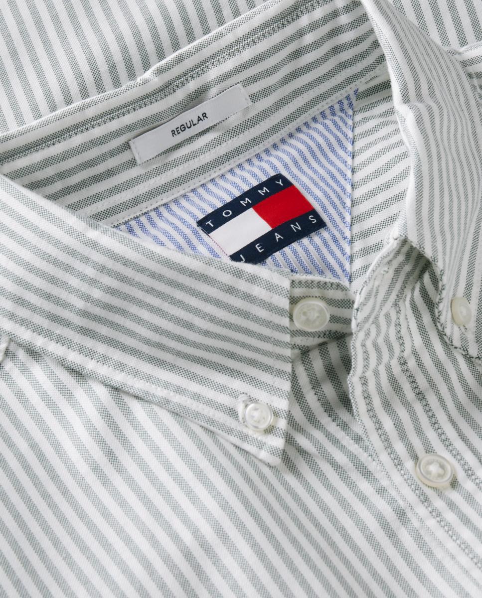 Camisa Oxford TJM Reg Stripe Oxford Shirt Ext Verde-escuro-5