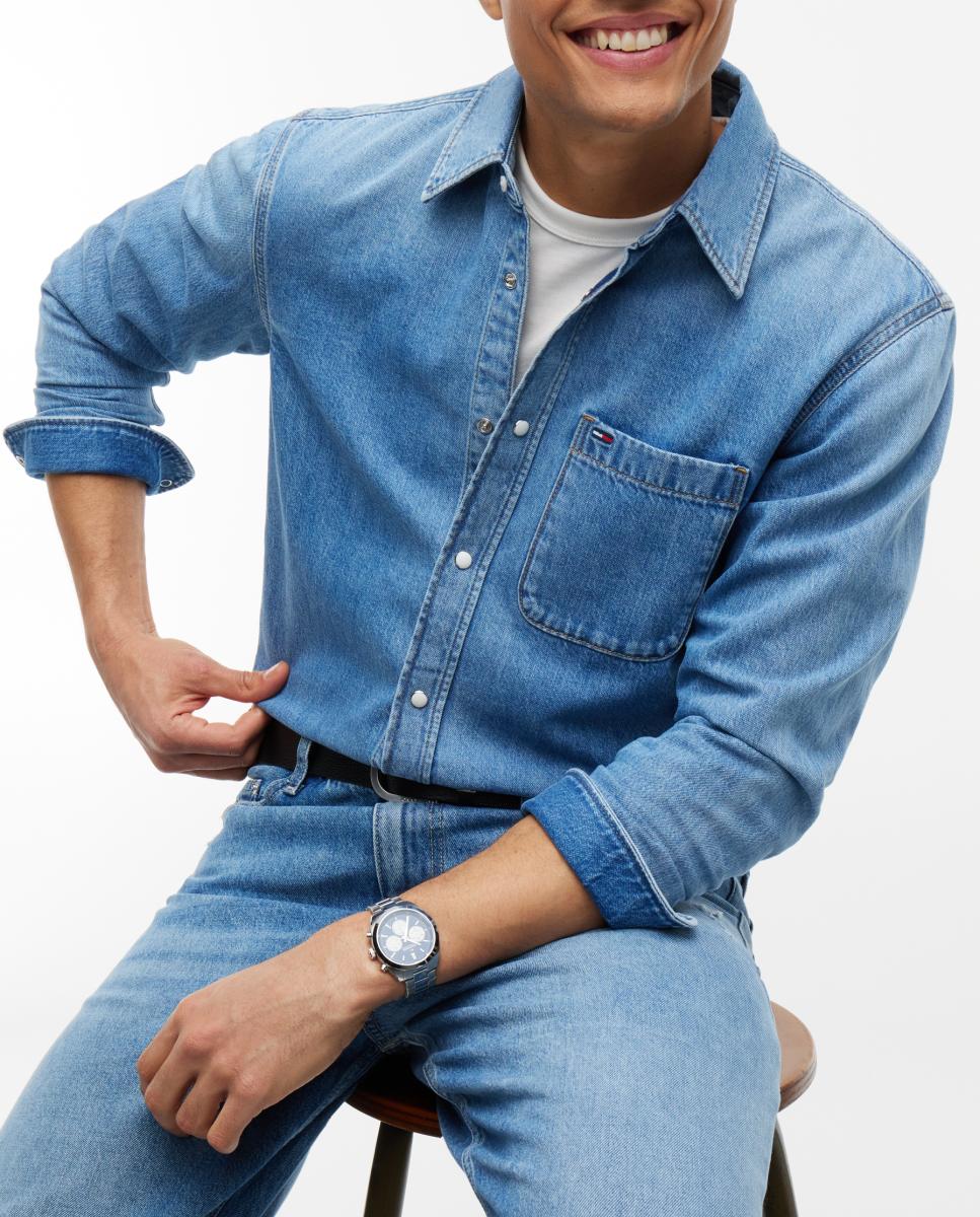 Camisa de Corte Regular TJM Regular Shirt Ext DJ8030 Azul-3