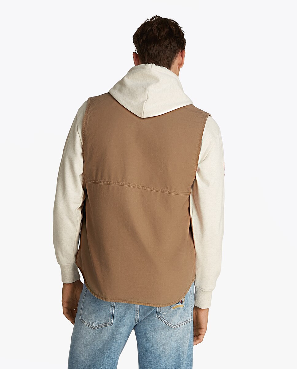 Colete Regular Fit com Fecho de Correr Camel-2