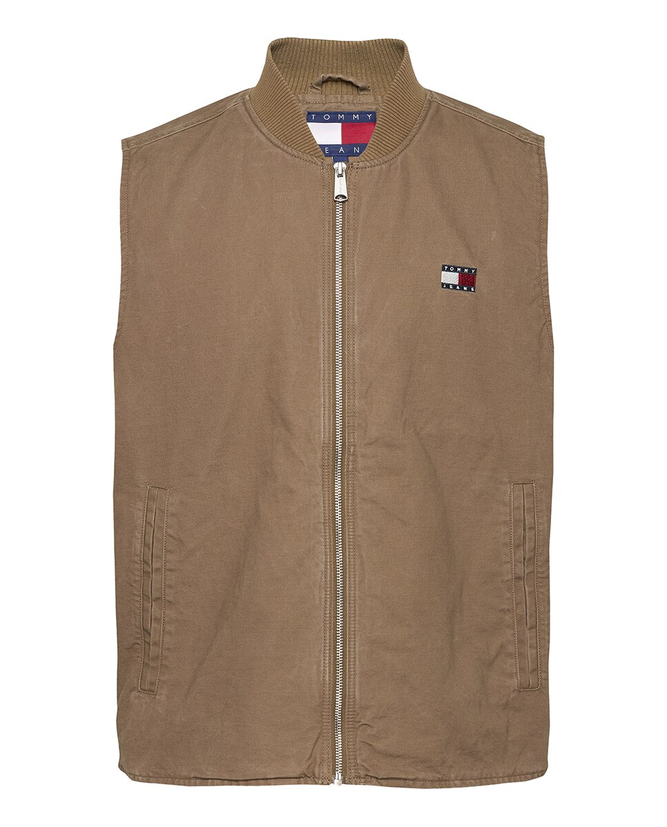 Colete Regular Fit com Fecho de Correr Camel-4
