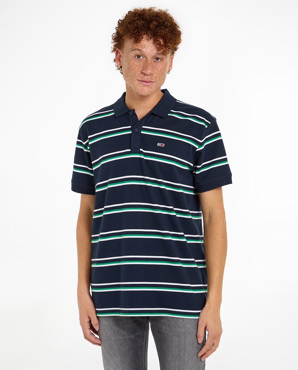 Polo de hombre de rayas y manga corta - Tommy Jeans - Azul marino Azul marino-1