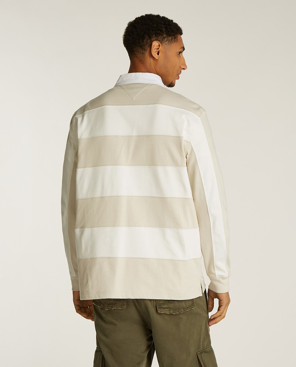 Polo Estilo Rugby Oversized Fit Bege-2