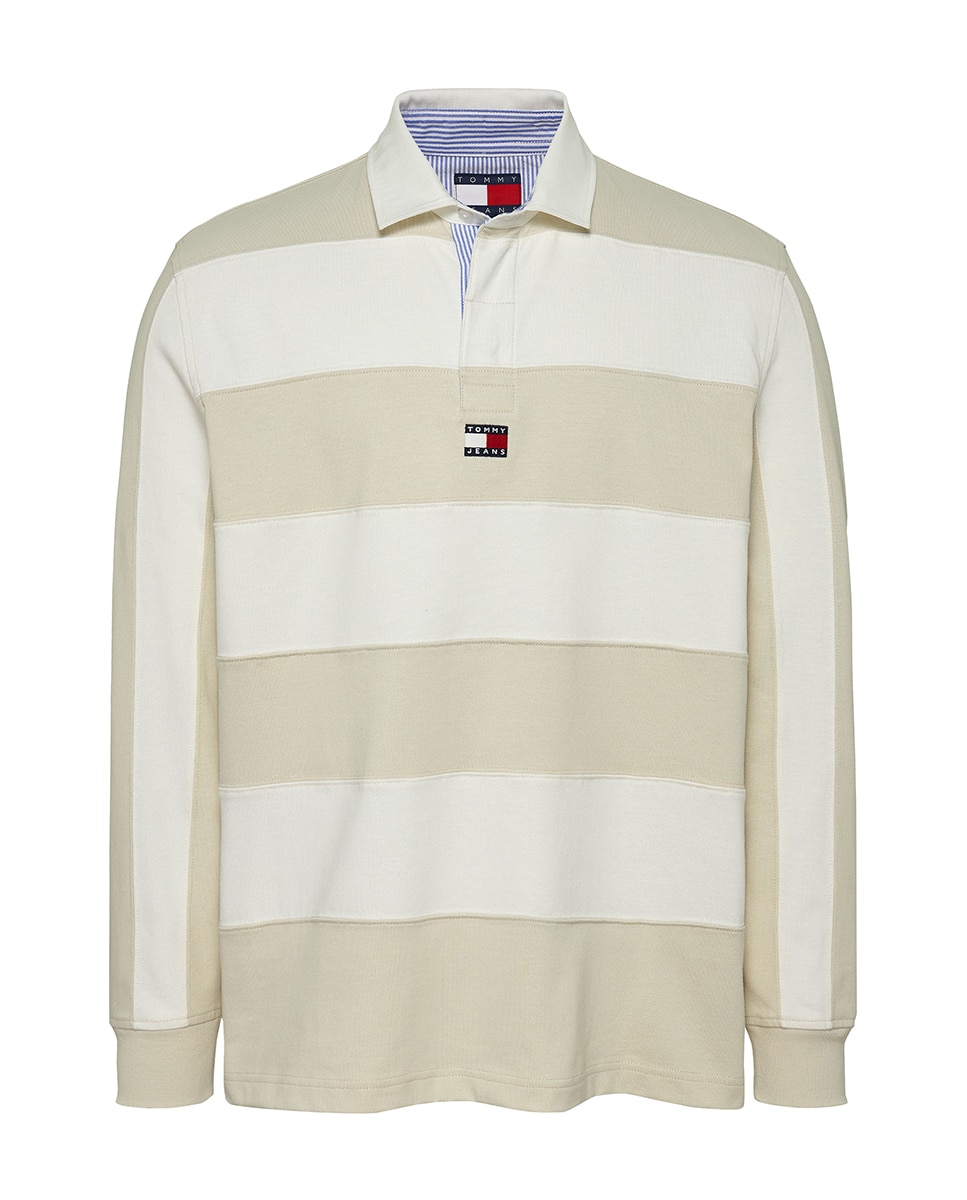 Polo Estilo Rugby Oversized Fit Bege-4