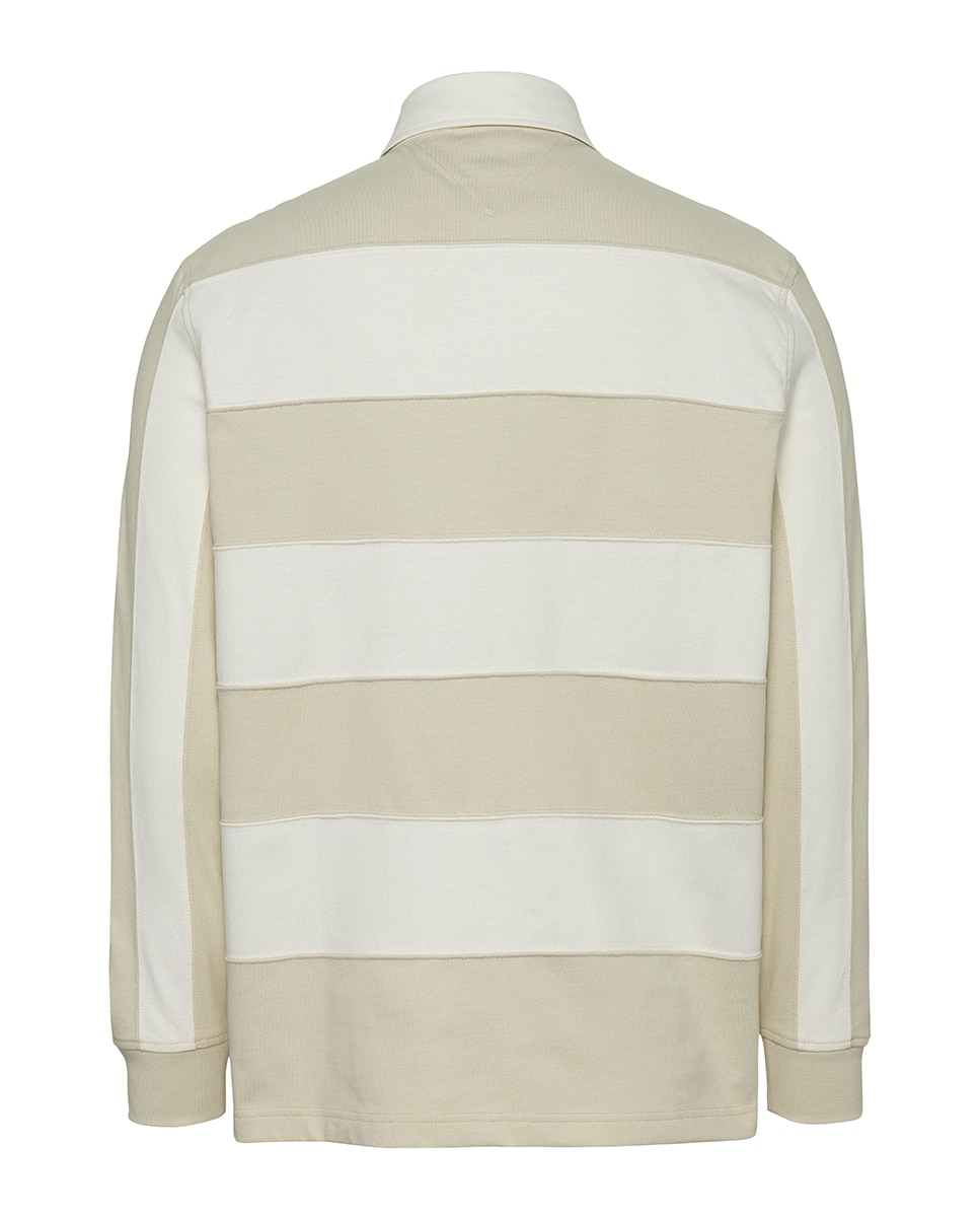 Polo Estilo Rugby Oversized Fit Bege-5