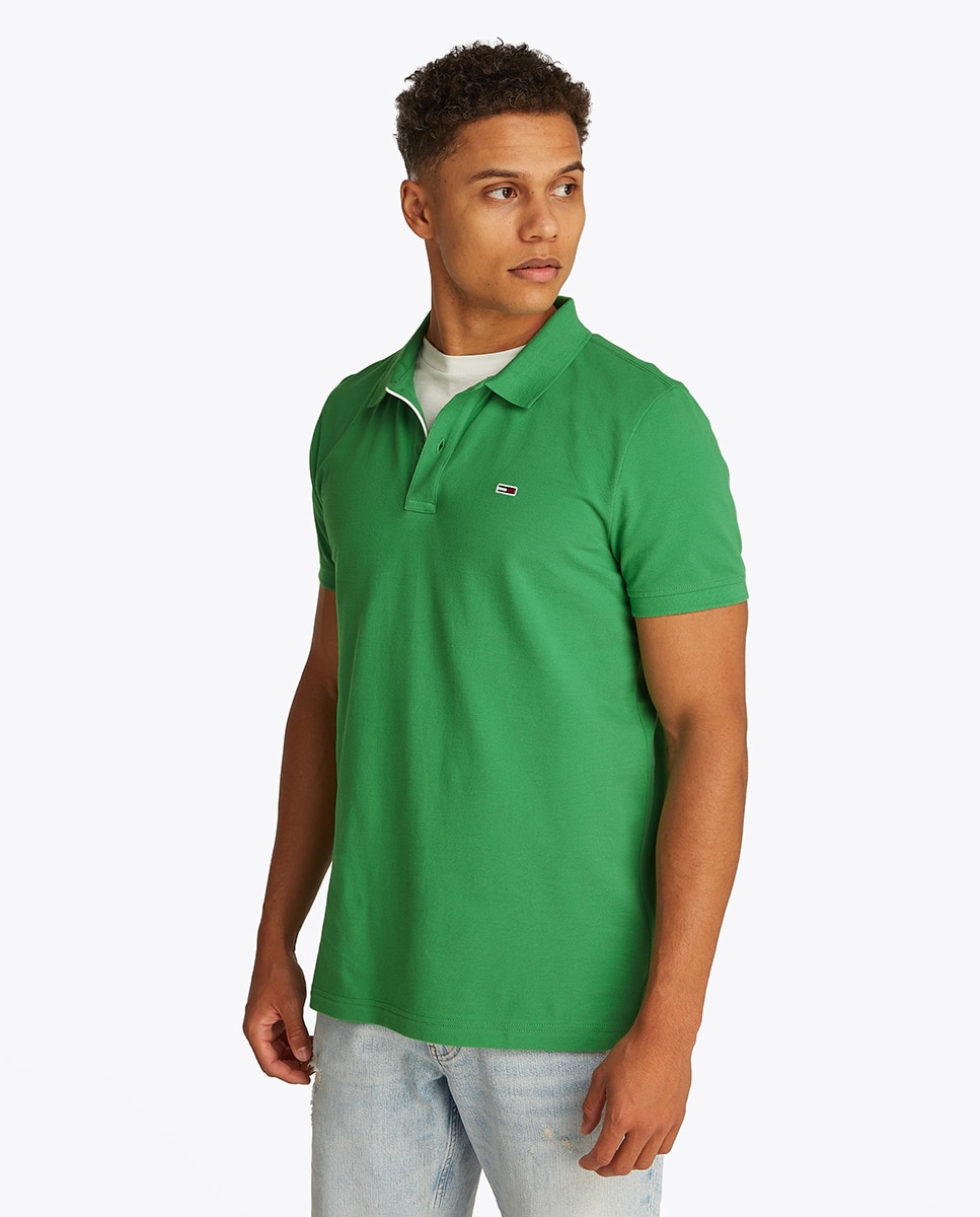 Polo Slim Fit de Manga Curta Verde-1