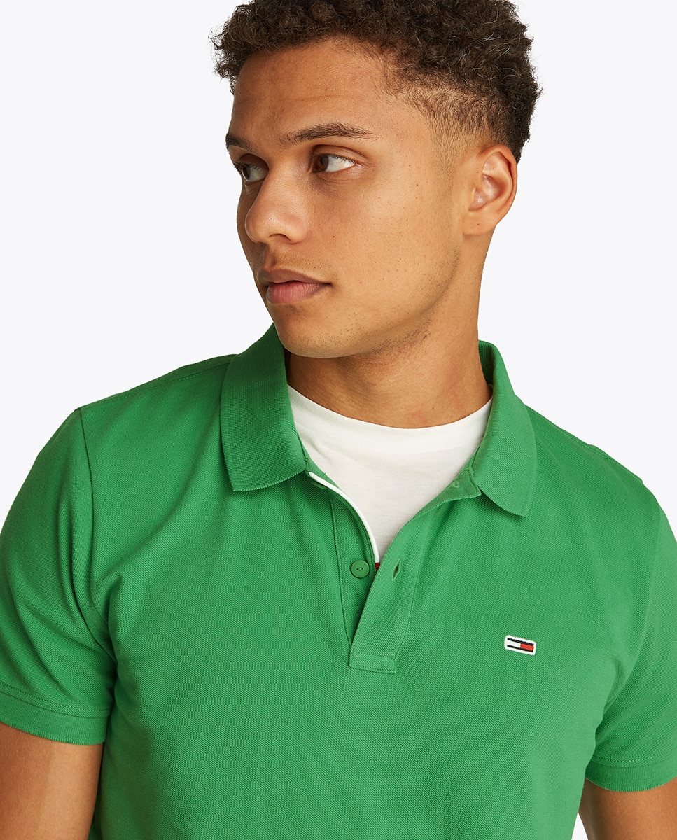 Polo Slim Fit de Manga Curta Verde-3