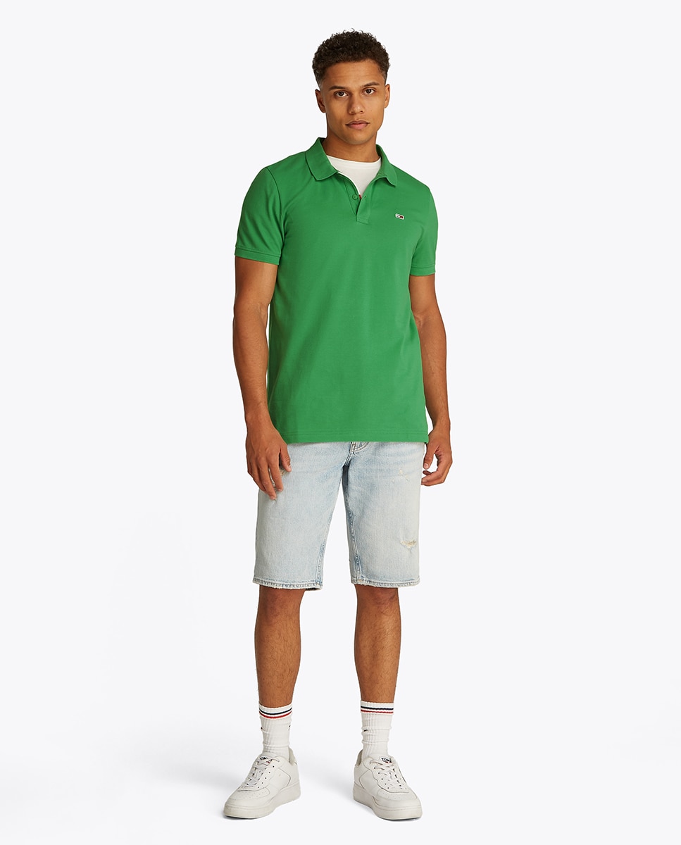 Polo Slim Fit de Manga Curta Verde-6