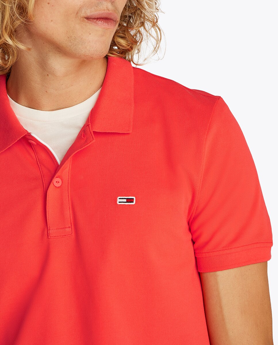 Polo Slim Fit de Manga Curta Laranja-3