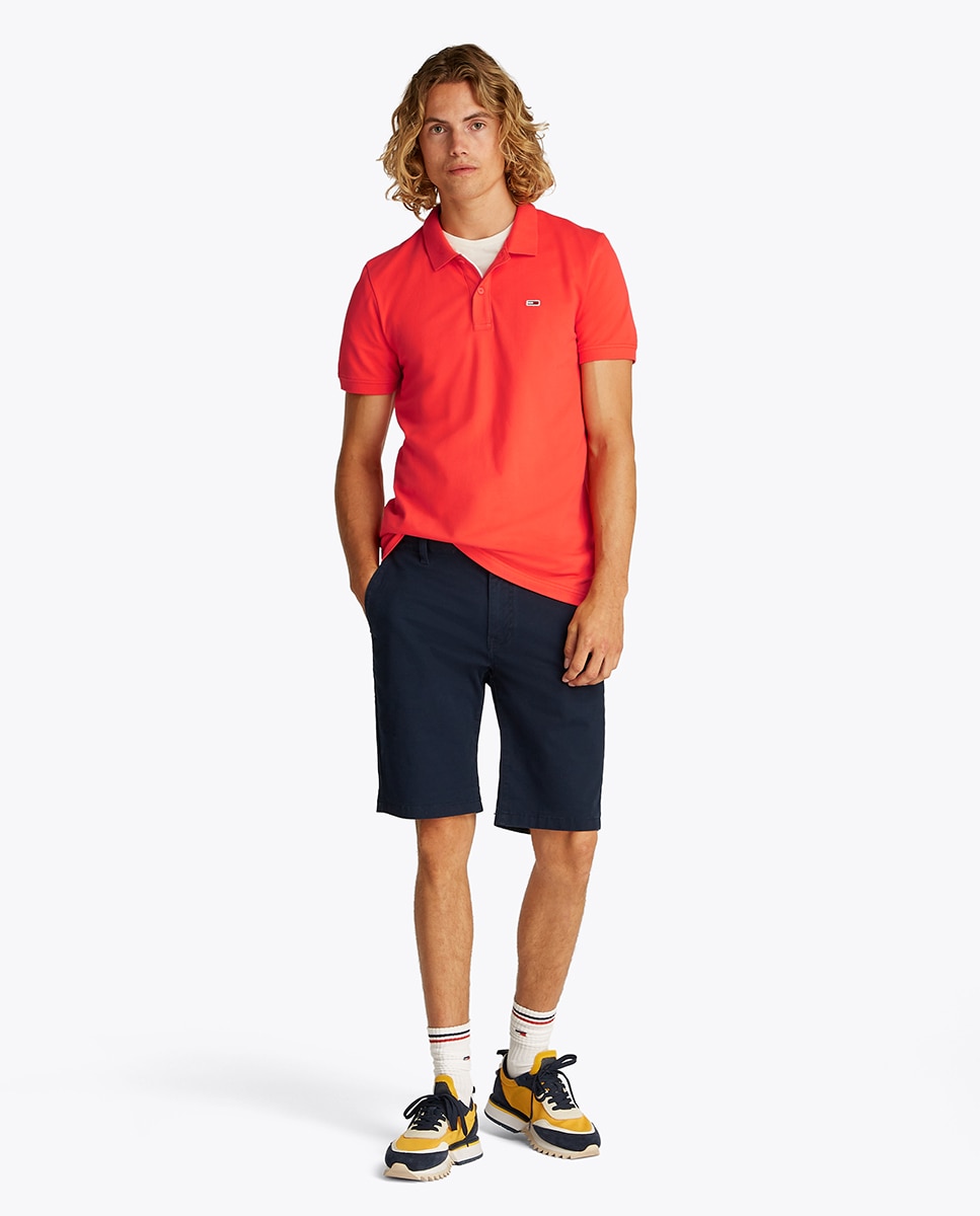 Polo Slim Fit de Manga Curta Laranja-6