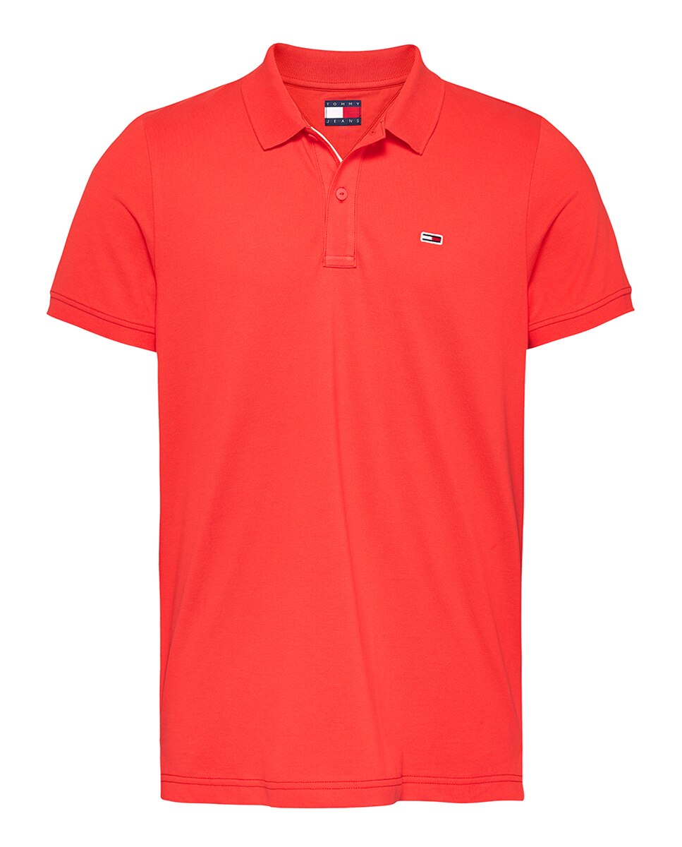 Polo Slim Fit de Manga Curta Laranja-4