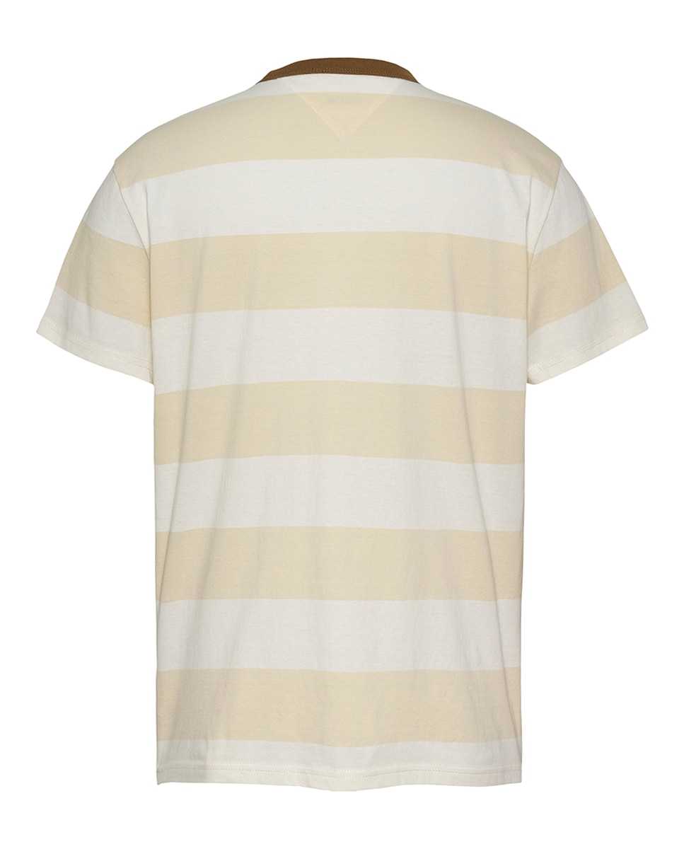 T-shirt Slim Fit às Riscas Bege-5